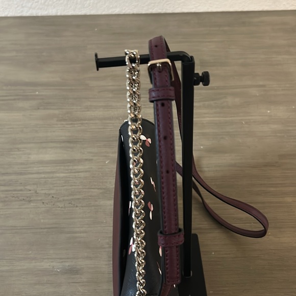 Kate Spade Black and Burgundy Floral Print Crossbody Shoulder Bag - Picture 4 of 10